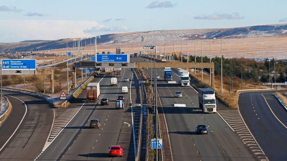 The M62 near Saddleworth Moor