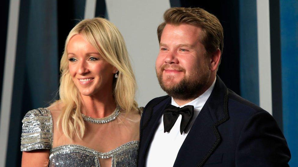 Julia Carey and James Corden