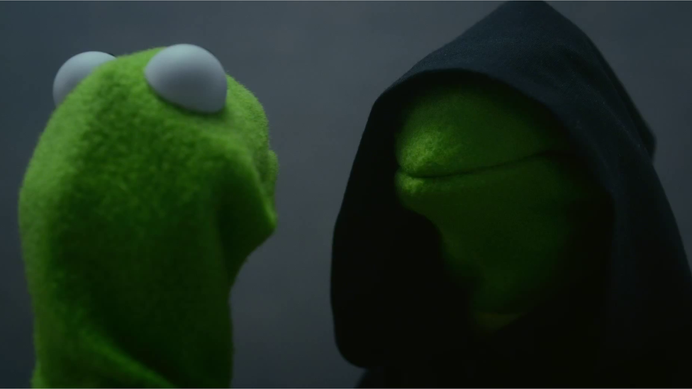 Evil Kermit is a captioned image series featuring a screenshot of the Muppet character Kermit the Frog talking with his nemesis Constantine dressed as a Sith Lord from Star Wars, who instructs him to perform various indulgent, lazy, selfish and unethical acts.