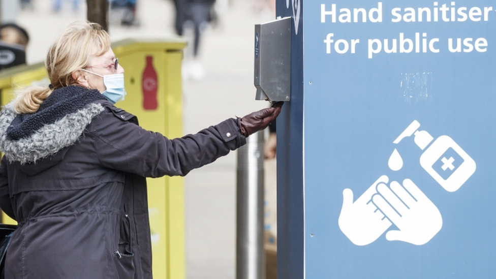 Hand sanitiser in use in Leeds