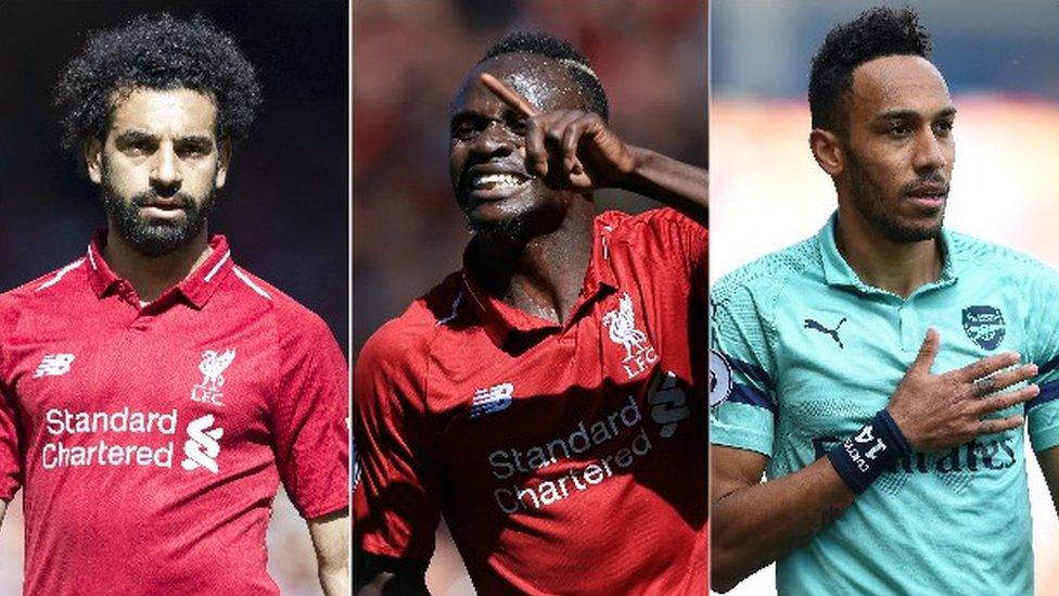 Mohamed Salah, Sadio Mane and Pierre-Emerick Aubameyang