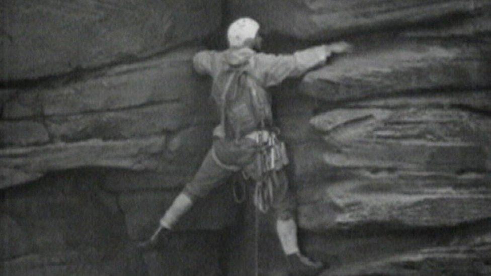 Chris Bonington climbing the Old Man of Hoy in 1967