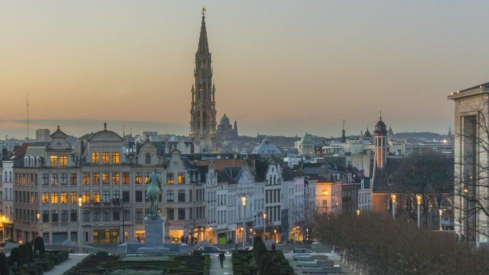 Brussels seen from the Mont des Arts in the evening