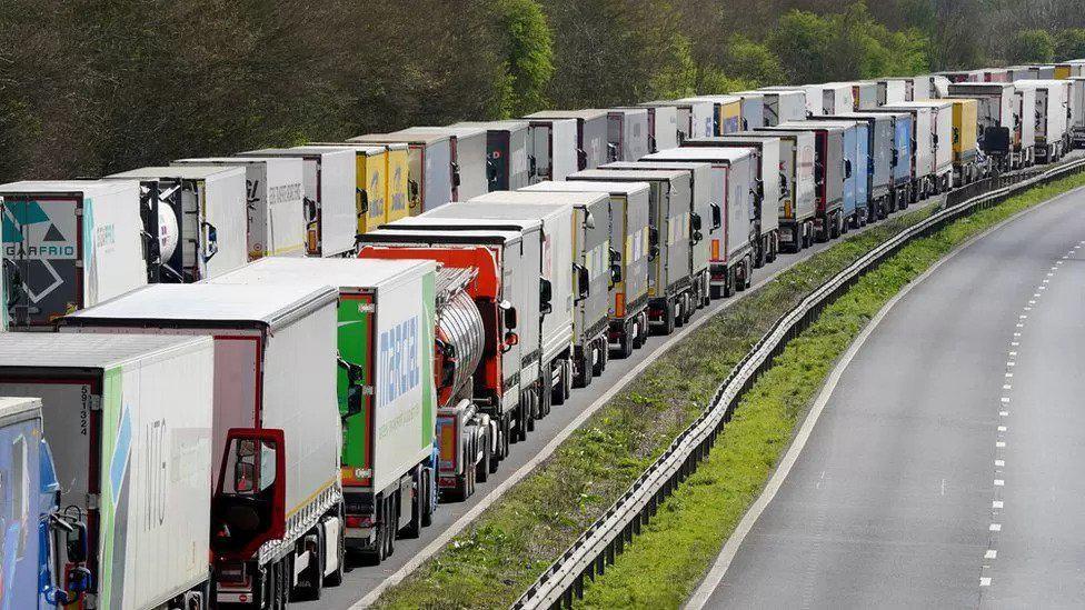 Lorries queuing