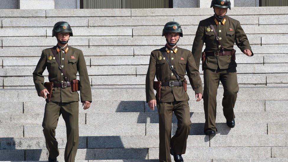 North Korean soldiers at the border