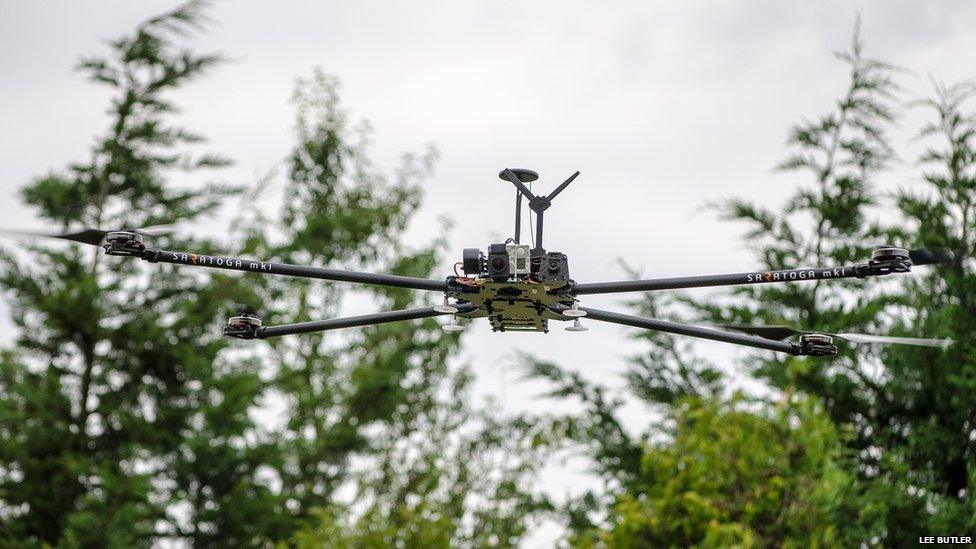 A drone in the sky