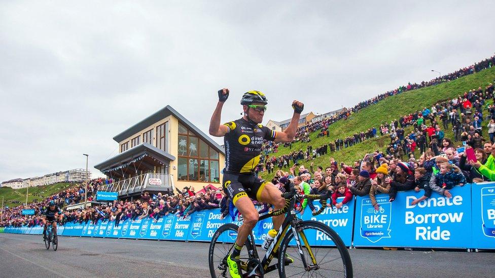 Crowds lined Scarborough's Marine Drive for the finish of the 2016 Tour de Yorkshire