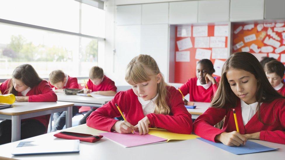 Children in class working at desk