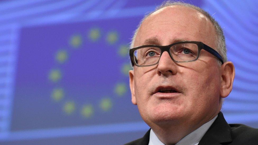 European Commission First Vice President Frans Timmermans speaks during a press conference about a rule-of-law opinion addressed to Poland, at the EU Headquarters in Brussels (1 June 2016)