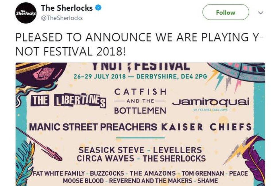 The Sherlocks' tweet