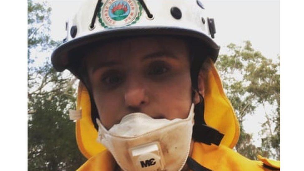 Kat Robinson-Williams in firefighter gear