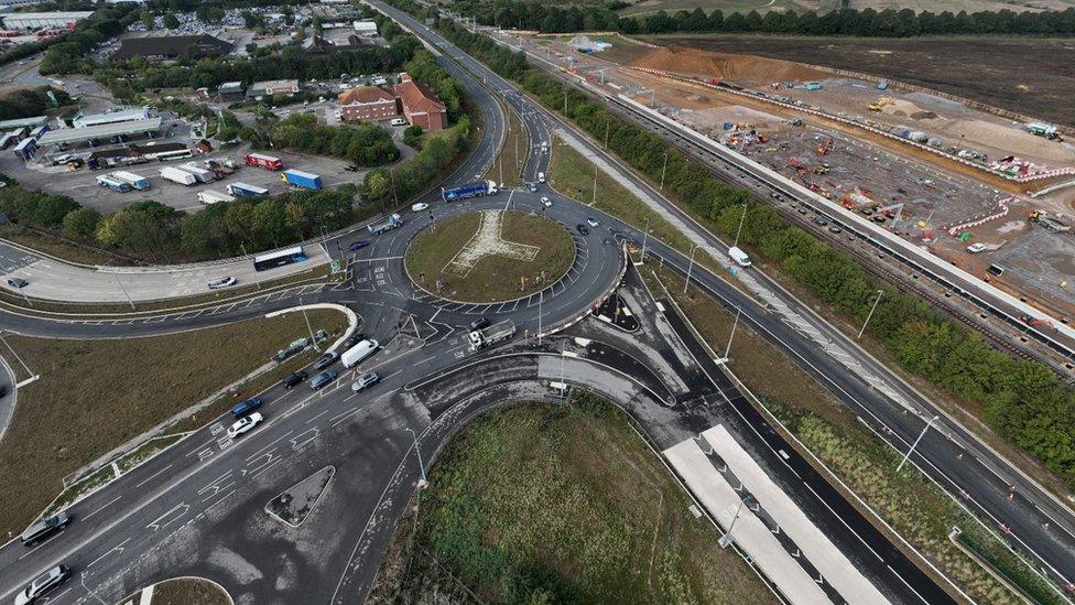 Work being carried out on the Boreham Interchange, Chelmsford, Essex