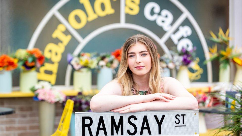 Georgie Stone on the Neighbours set