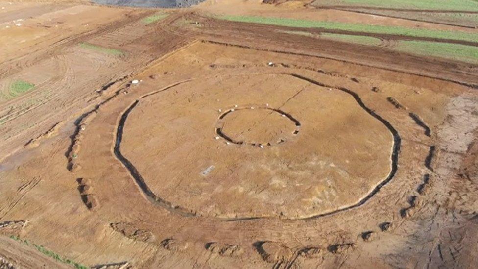 The site of a henge in Raunds as viewed from above by a drone