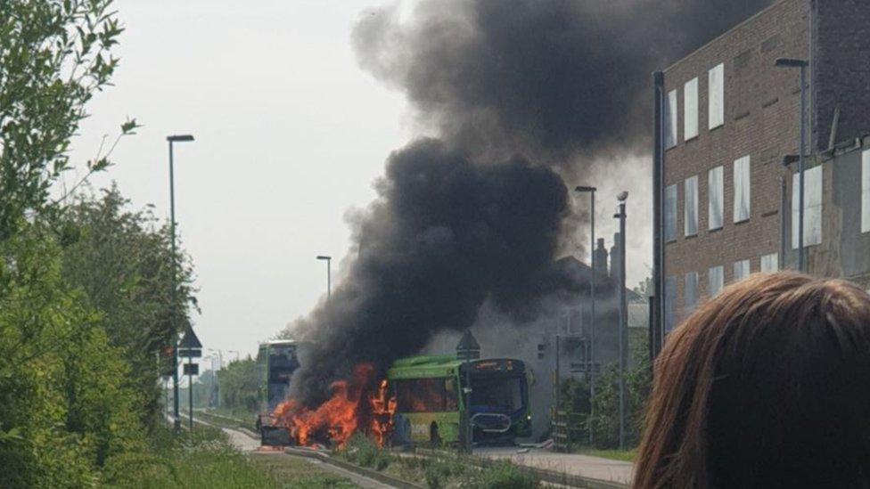 Fire on guided busway