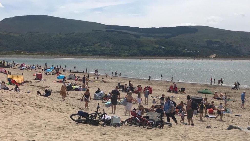 People on Barmouth beach