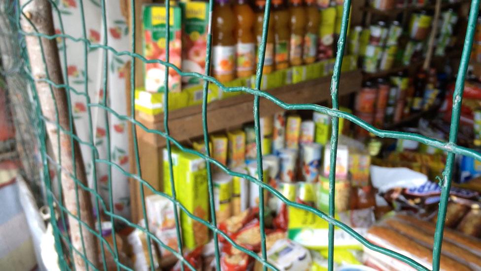 Wire fencing to protect shop