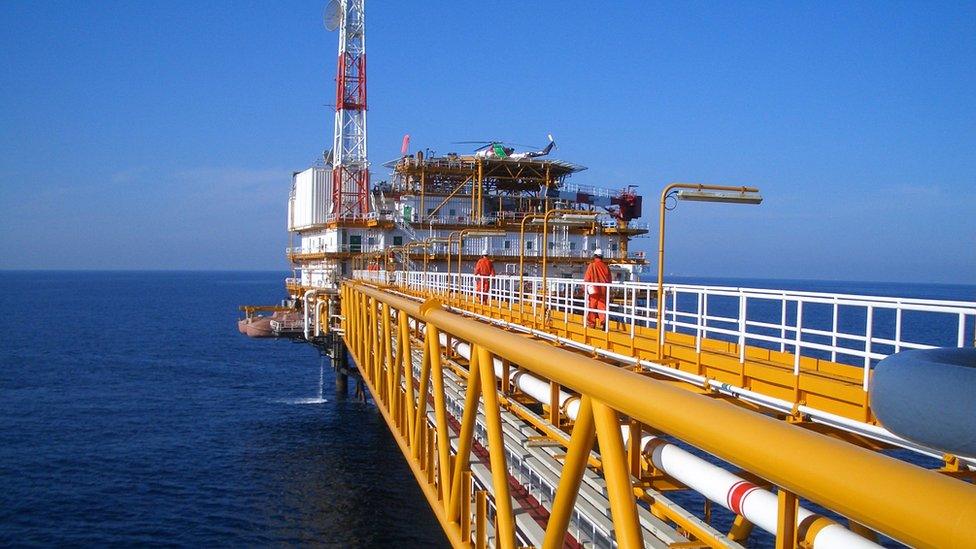 A natural gas rig in Qatari waters