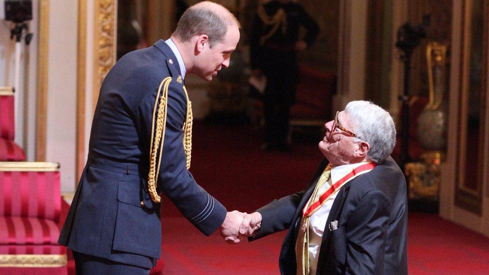 Sir Jeffrey receiving his knighthood in 2017