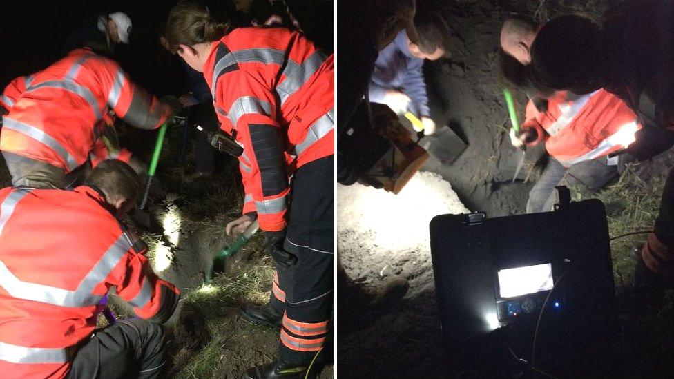 Dog being rescued by fire crews