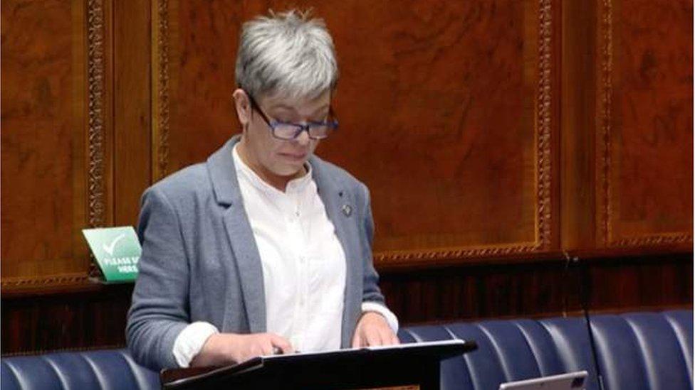 Clare Bailey speaking at Stormont