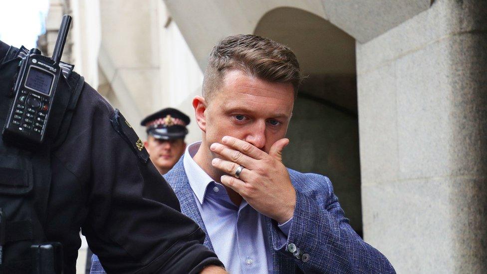 Tommy Robinson leaves court