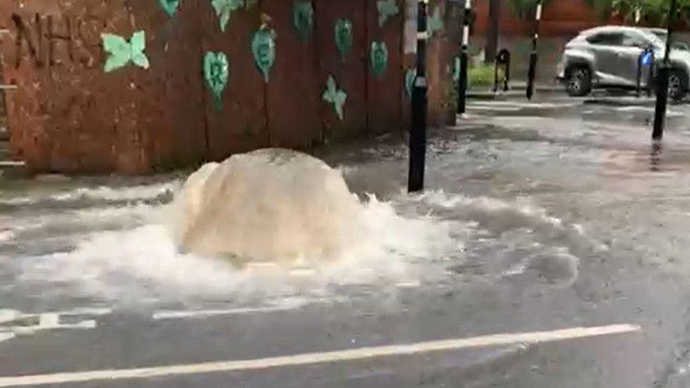 A flooded road near Grenfell, west London