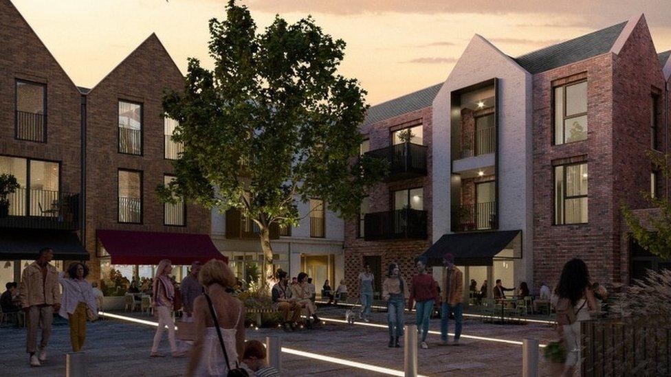 Artist's impression of the proposed new Denmark Square behind Market Place in Wokingham