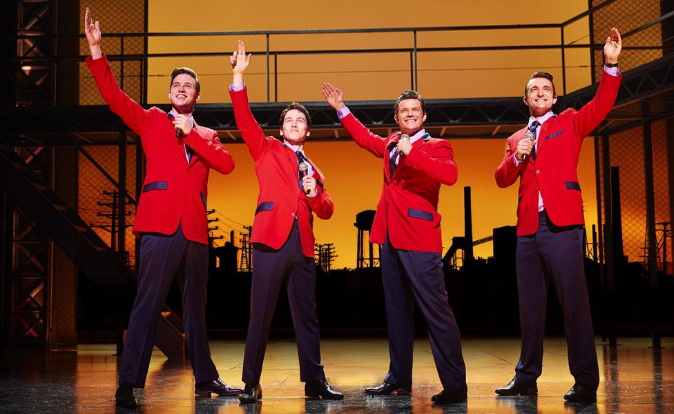 Declan Egan, Matt Corner, Simon Bailey and Matt Hunt in a London production of Jersey Boys