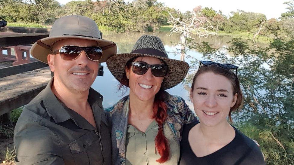 Megan Royle (right) with her mother Lindsey Mallon, and step-dad Paul Kratovil