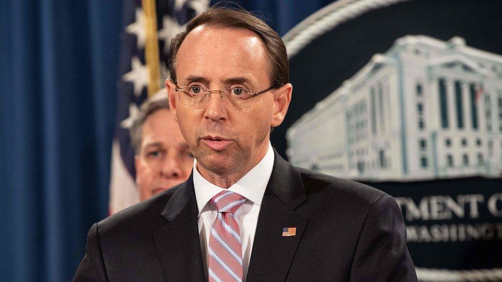 US Deputy Attorney General Rod Rosenstein announces the charges