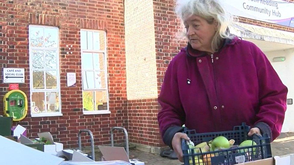 Jacqueline at fruit and veg stall