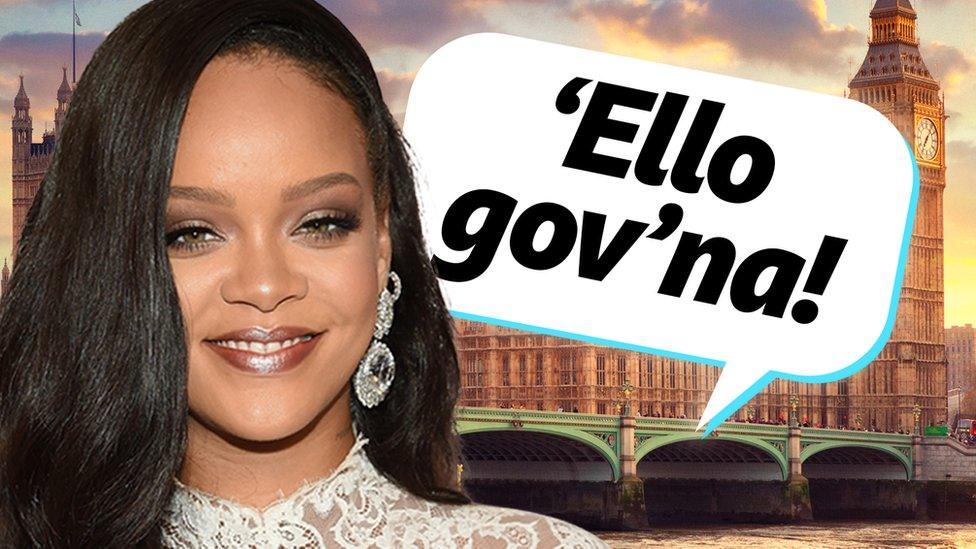 Rihanna in London saying 'Ello gov'na'