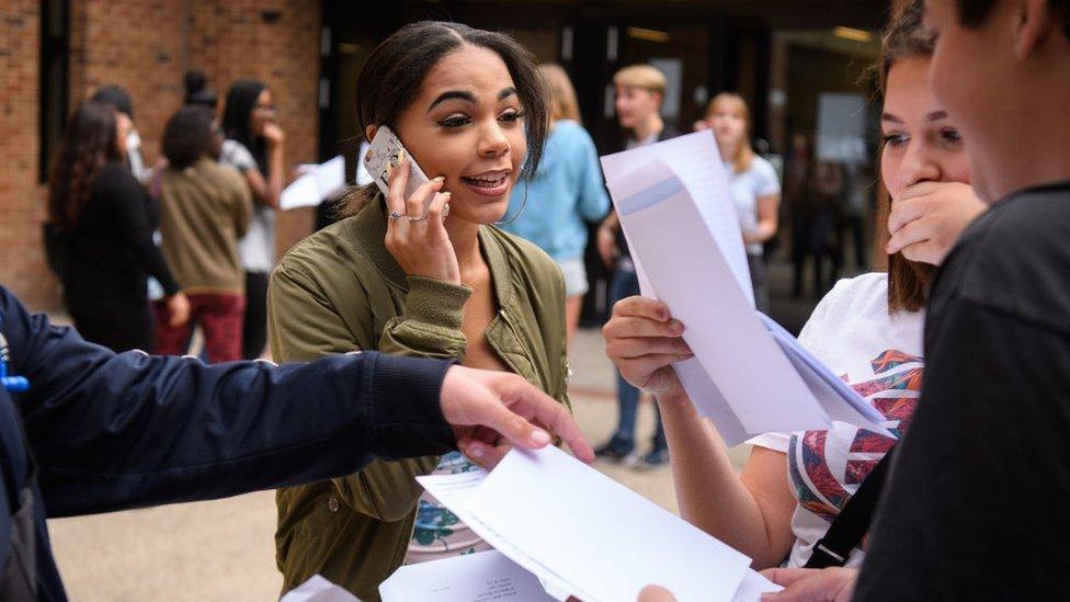 Students opening exam results