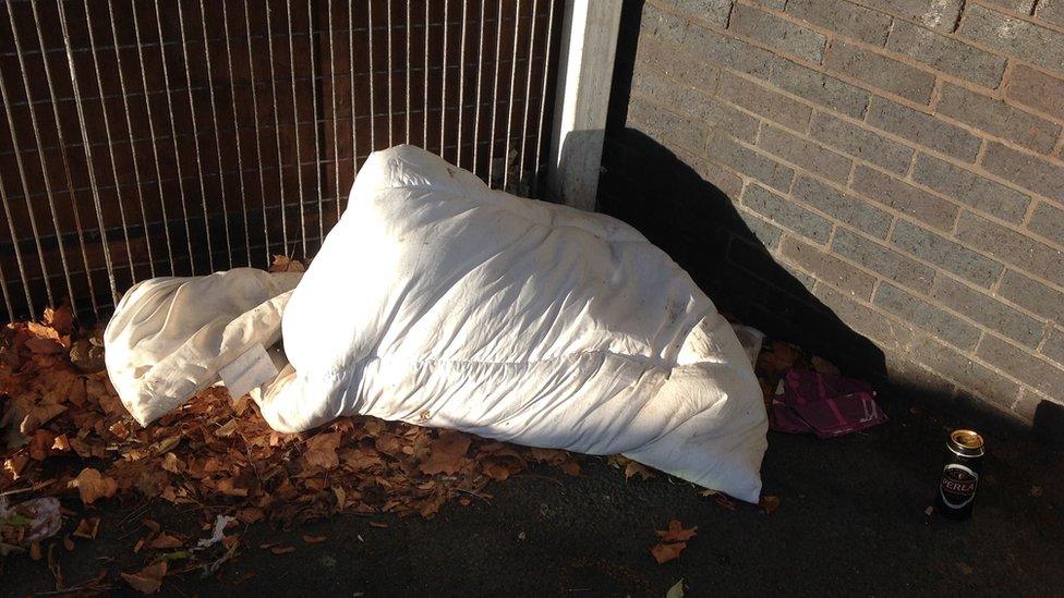 A duvet at the back of the Wrexham's leisure centre