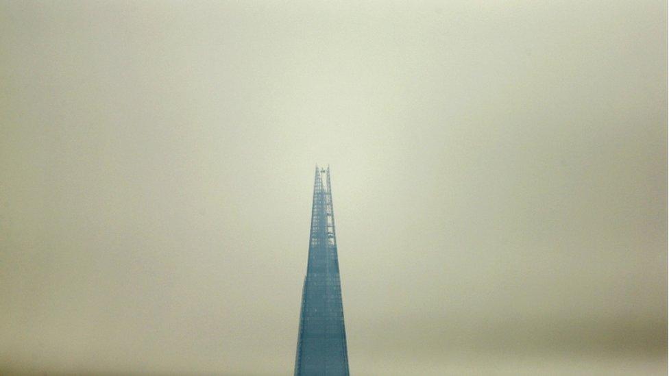 Smog surrounds The Shard in 2014