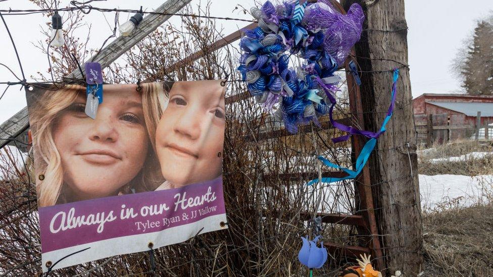 Poster showing JJ Vallow, 7, and Tylee Ryan, 16.