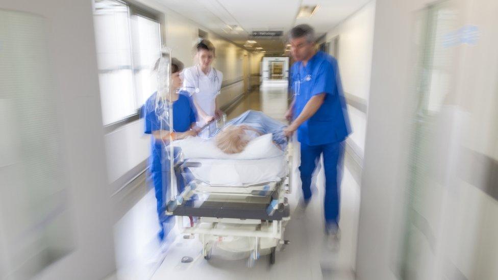 Patient on a hospital trolley