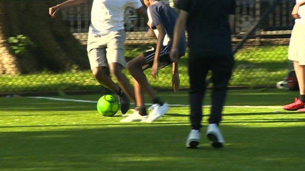 Youths playing on Grangetown sports pitch