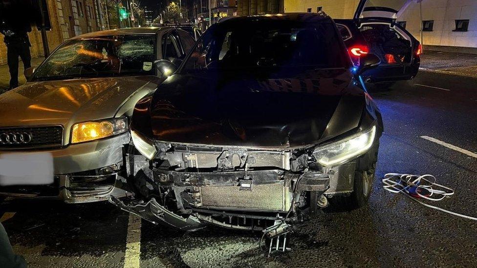 Cars rammed in Belfast