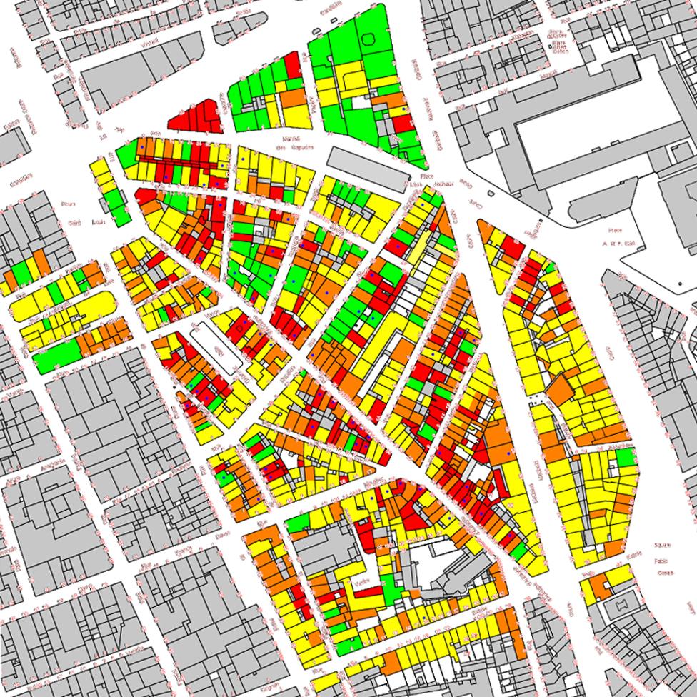 Map of buildings in Noailles