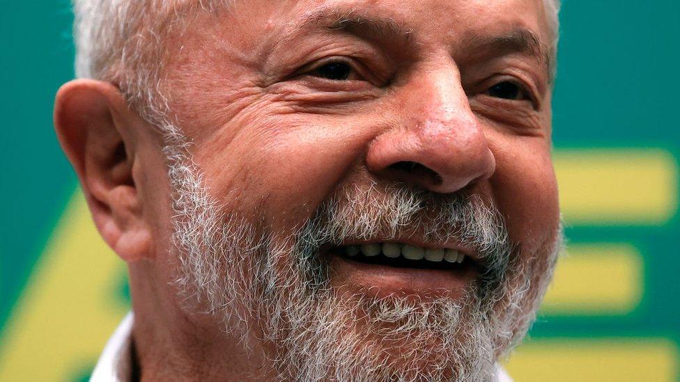 Former president of Brazil and Candidate of Worker's Party (PT) Luiz Inácio Lula Da Silva smiles during a press conference at Pestana Hotel two days before presidential elections on September 30, 2022 in Rio de Janeiro, Brazil.