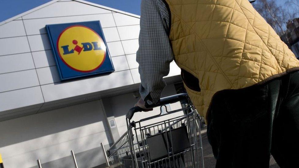 Older shopper going to Lidl