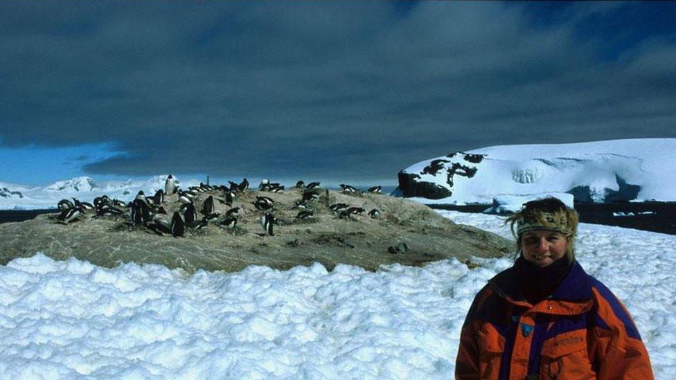 Monika Puskeppeleit with penguins