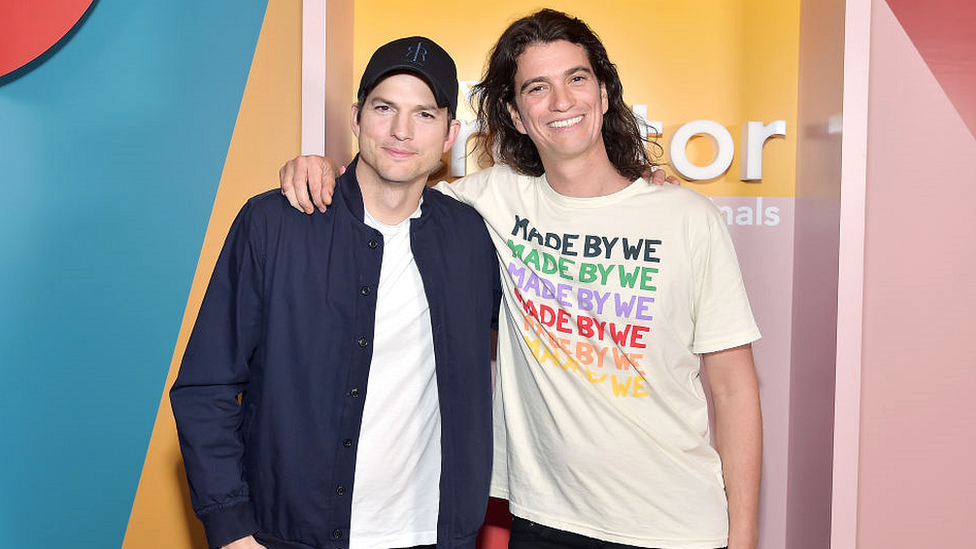 Adam Neumann with actor Ashton Kutcher