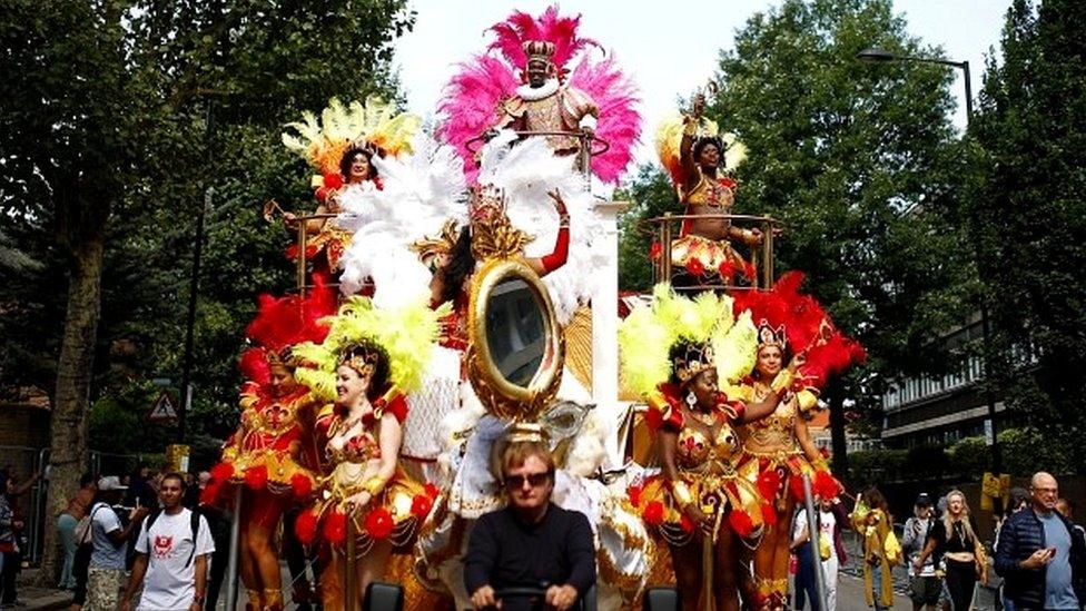 Performers in parade