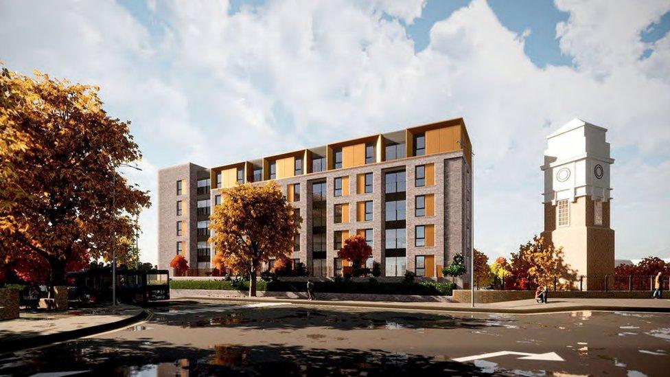 Artist impression of the planned flats for the Blackbird Yard development at Parrs Wood Lane, Didsbury