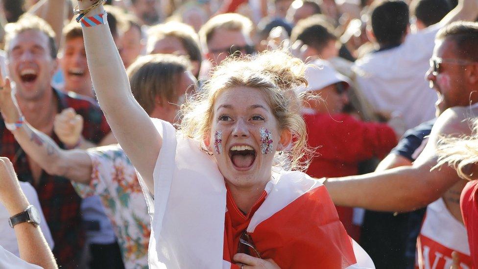 England supporters at an outdoor screen in Hyde Park in central London