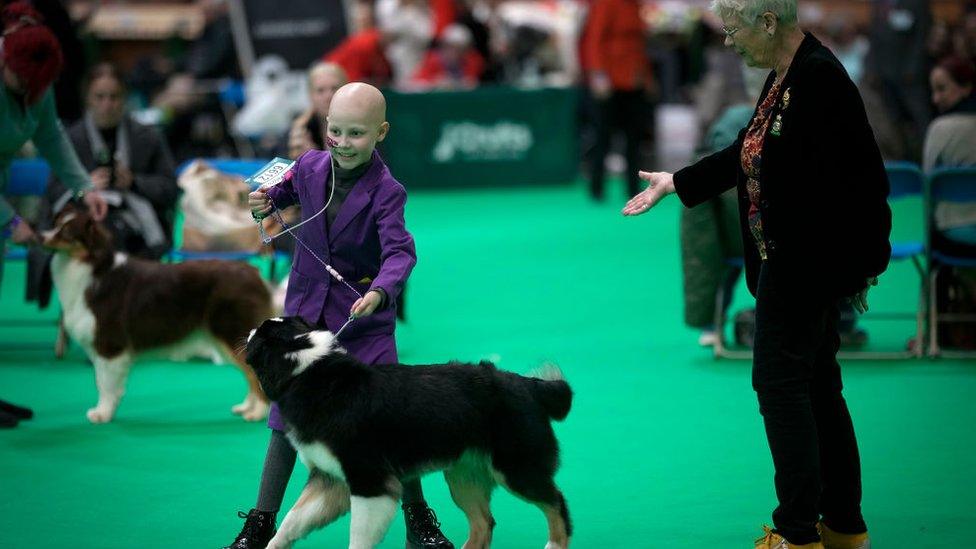 Freya with her dog, Echo, at Crufts