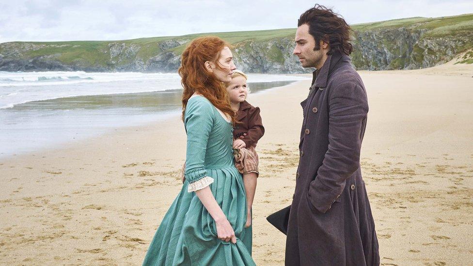 Eleanor Tomlinson as Demelza and Aidan Turner as Ross Poldark